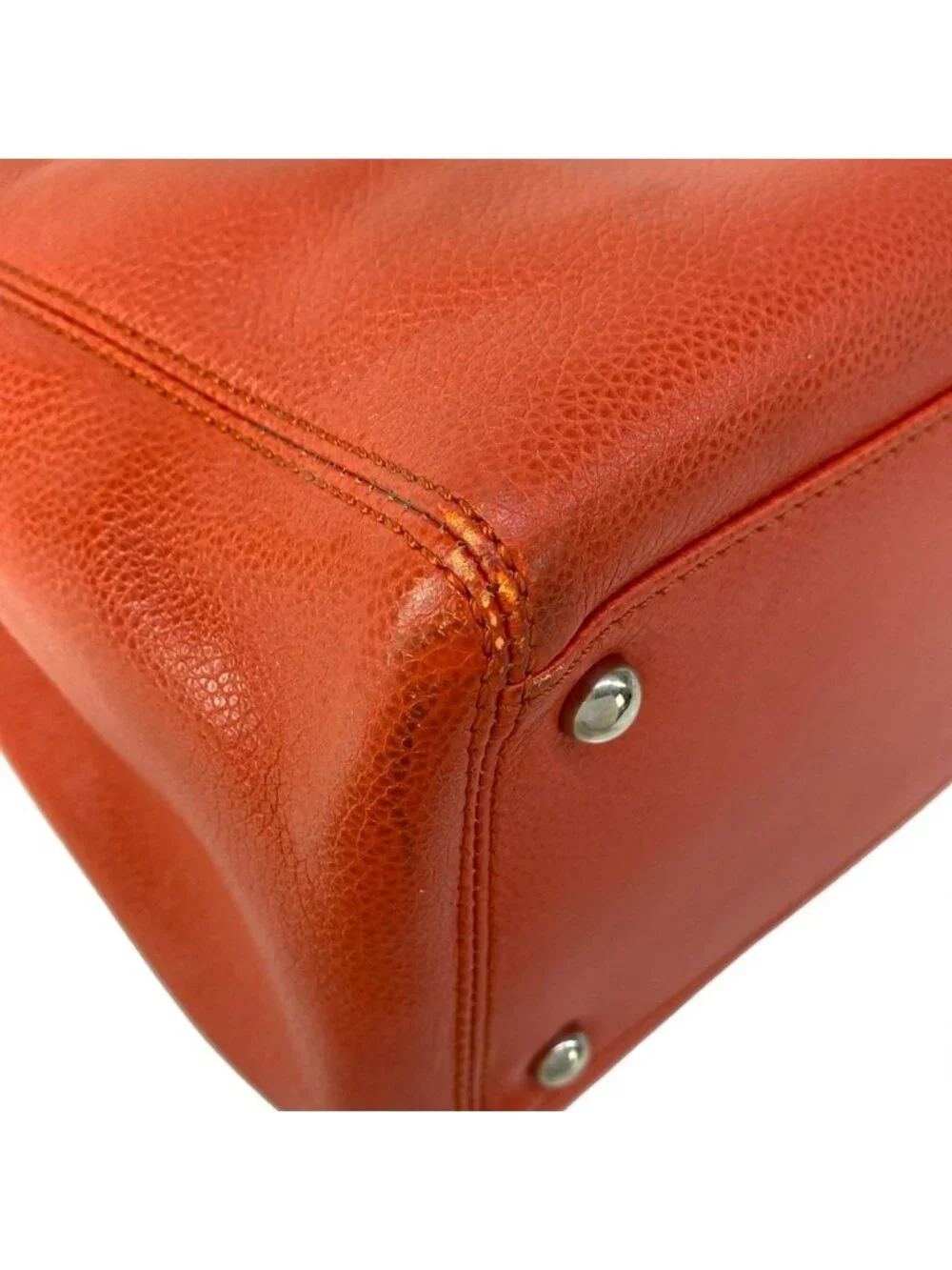 Chanel Tote Executive Line Orange Silver Leather